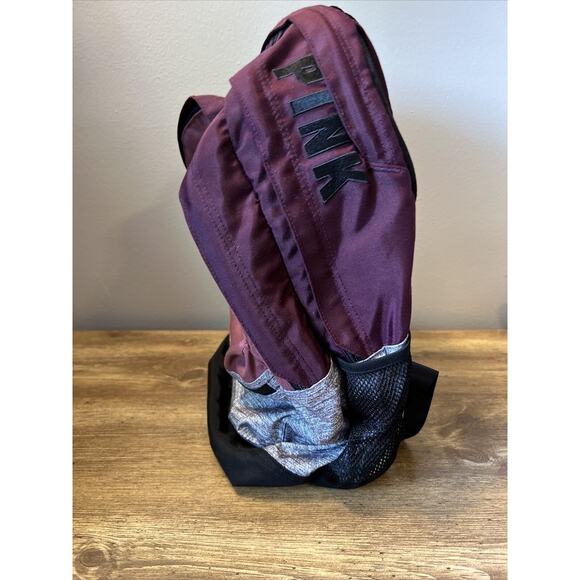 PINK Victoria's Secret Campus Backpack Black Grey Chalk Pink Large Zippered - Picture 3 of 4